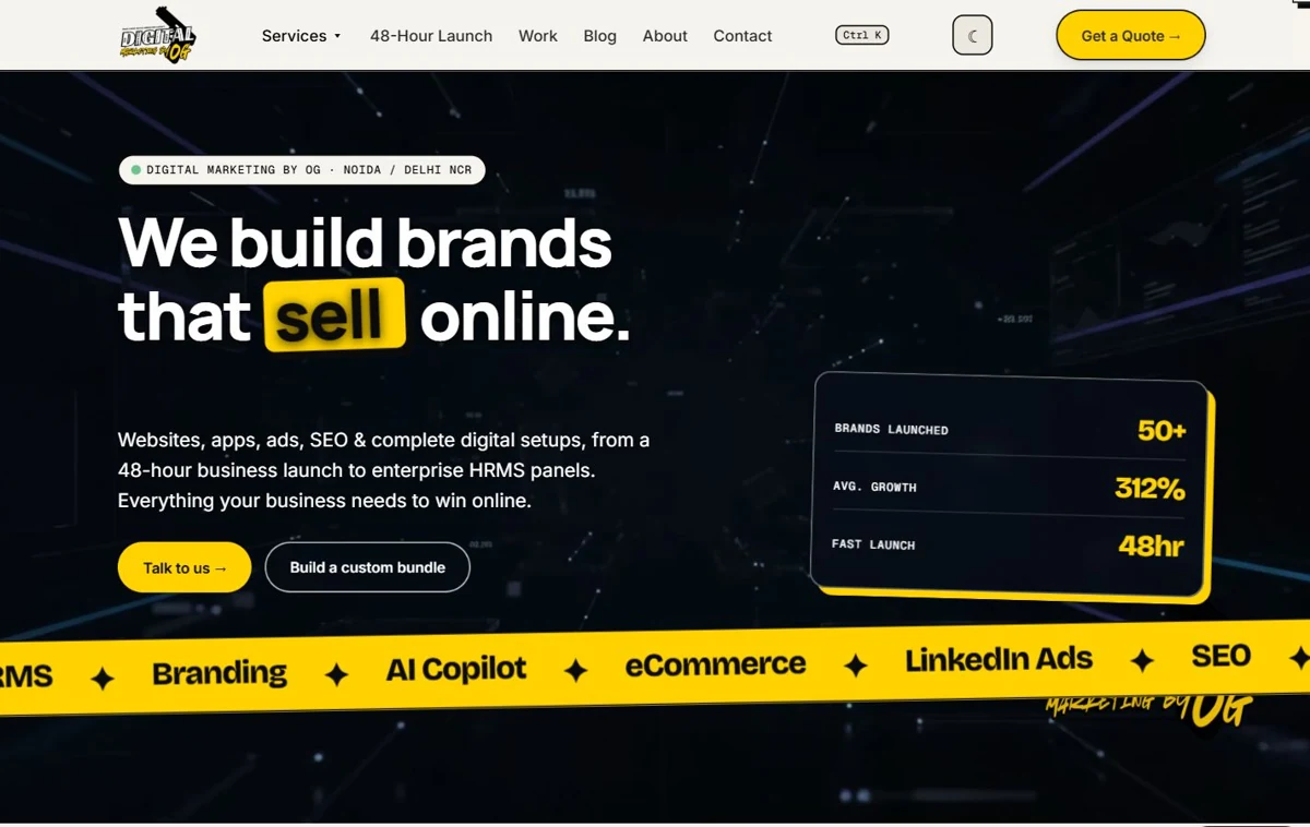 Current Digital Marketing By OG desktop homepage