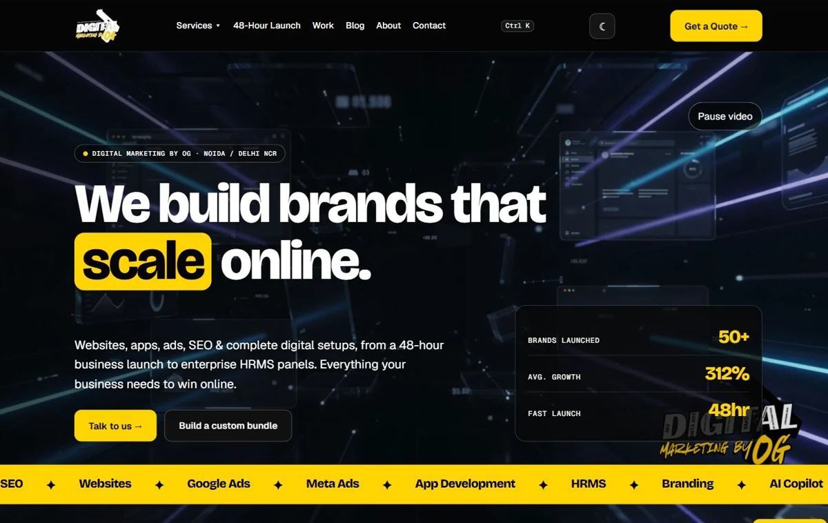 Proposed Digital Marketing By OG desktop homepage redesign
