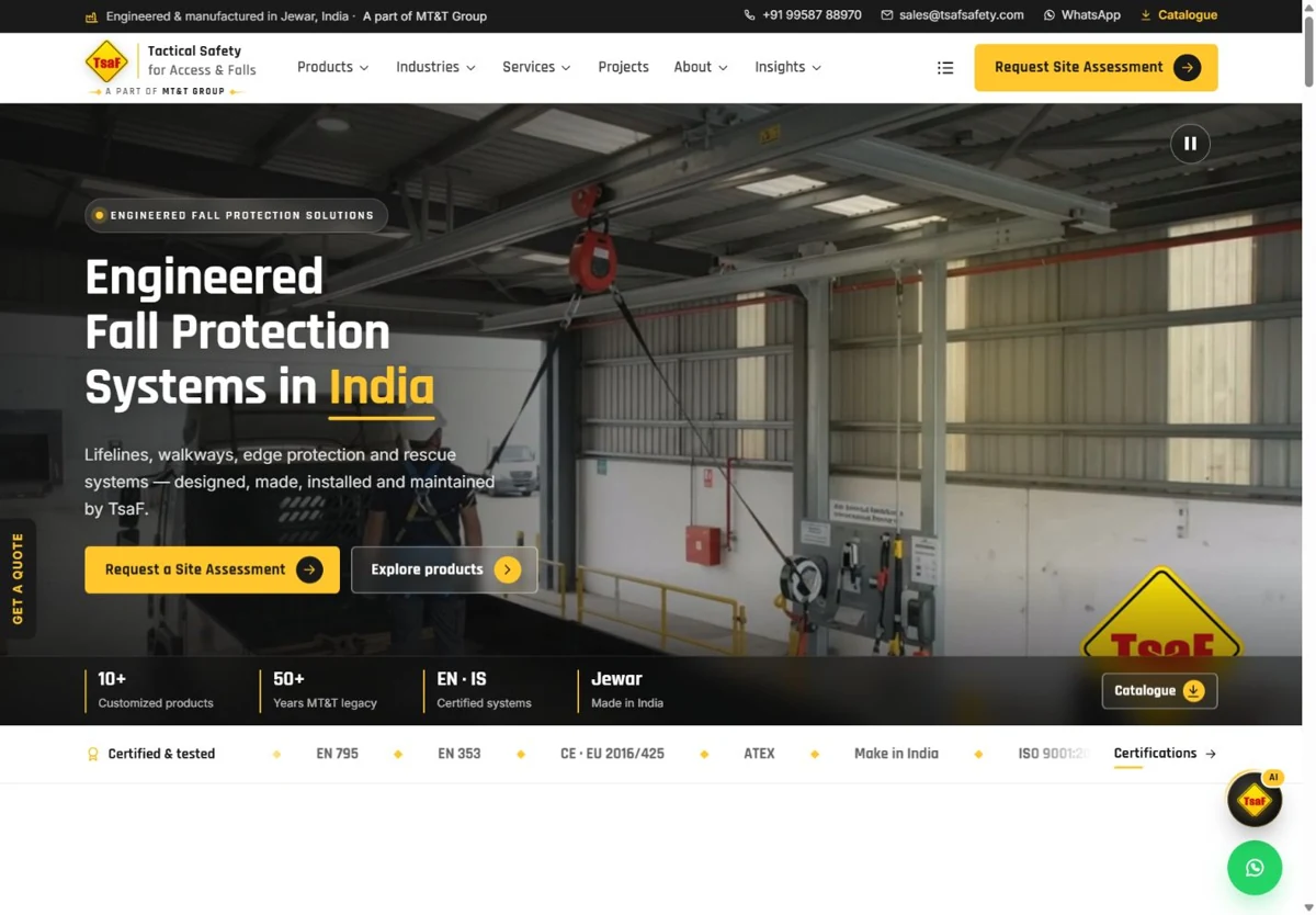 Actual homepage screenshot of TsaF Safety